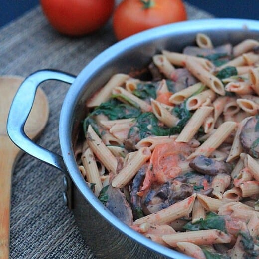 Image of Spinach & Mushroom Pasta with Creamy Tomato Sauce