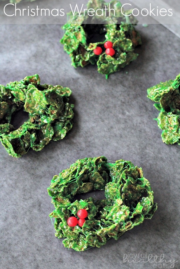 Christmas Wreath Cookies on parchment paper