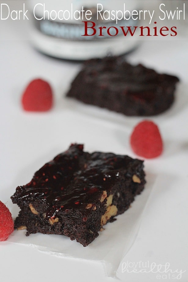 Dark Chocolate Raspberry Swirl Brownies with fresh raspberries