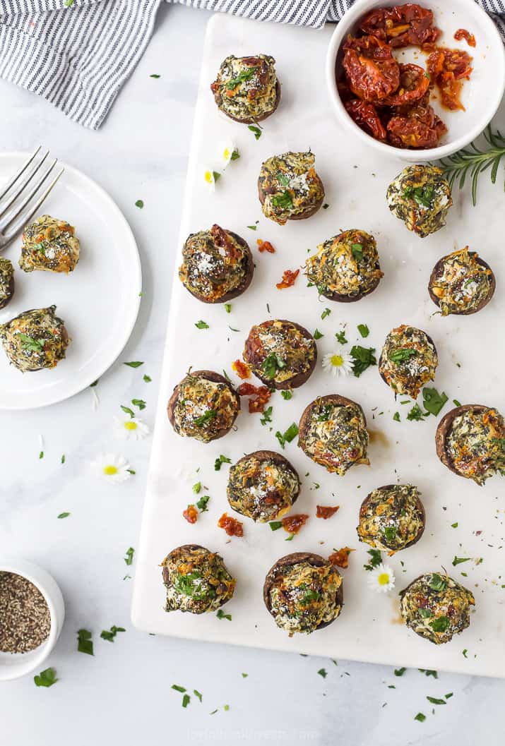 stuffed mushrooms on a platter