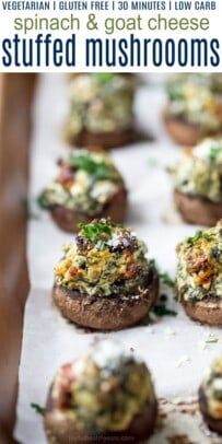 pinterest image for spinach stuffed mushrooms