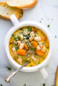 White Bean Soup with Sausage & Spinach | Healthy Soup Recipe