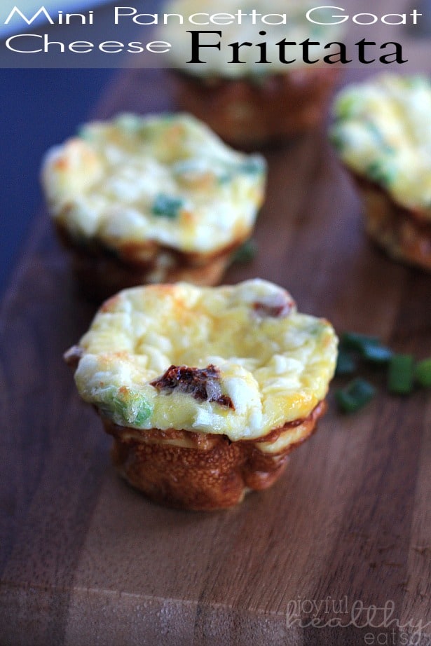 Mini Pancetta Goat Cheese Frittatas #pancetta #frittata #mini #breakfast #holiday #recipes