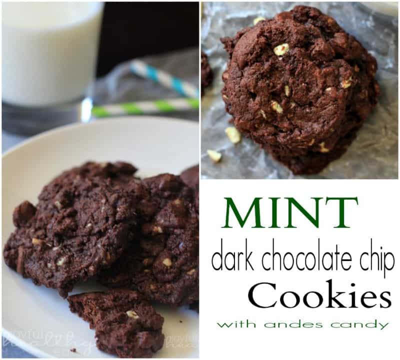 Mint Dark Chocolate Chip Cookies #cookierecipes #mint #darkchocolate #christmas #holiday #andescandy