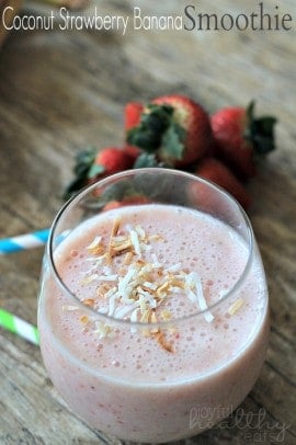 Coconut Strawberry Banana Smoothie #smoothie #dairyfree #coconutmilk #banana #strawberry #sugarfree