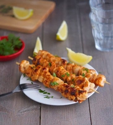 Peri Peri Chicken Kebabs on a plate