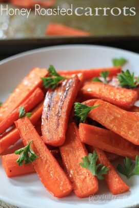 A plate of sweet honey roasted carrots