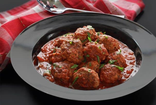 Meatballs with marinara sauce in a bowl