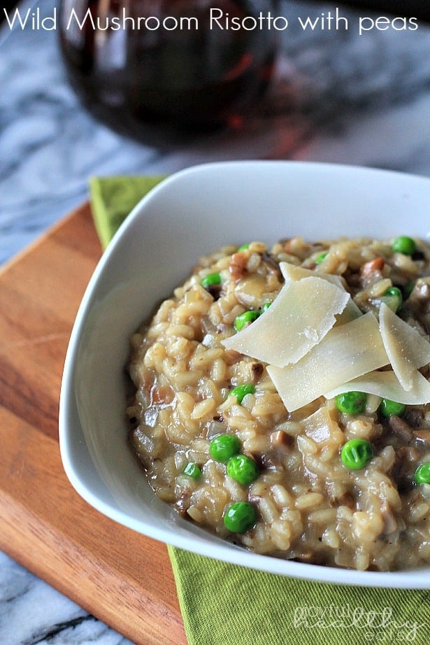 Wild Mushroom Risotto with Peas #risotto #wildmushroom #sweetpeas #pasta #valentinesday #romanticdinner #pastarecipes