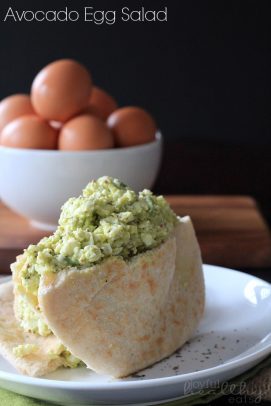 An Avocado Egg Salad Wrapped in Pita Bread on a White Plate
