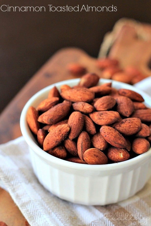 Close-up of Cinnamon Toasted Almonds in a ramekin