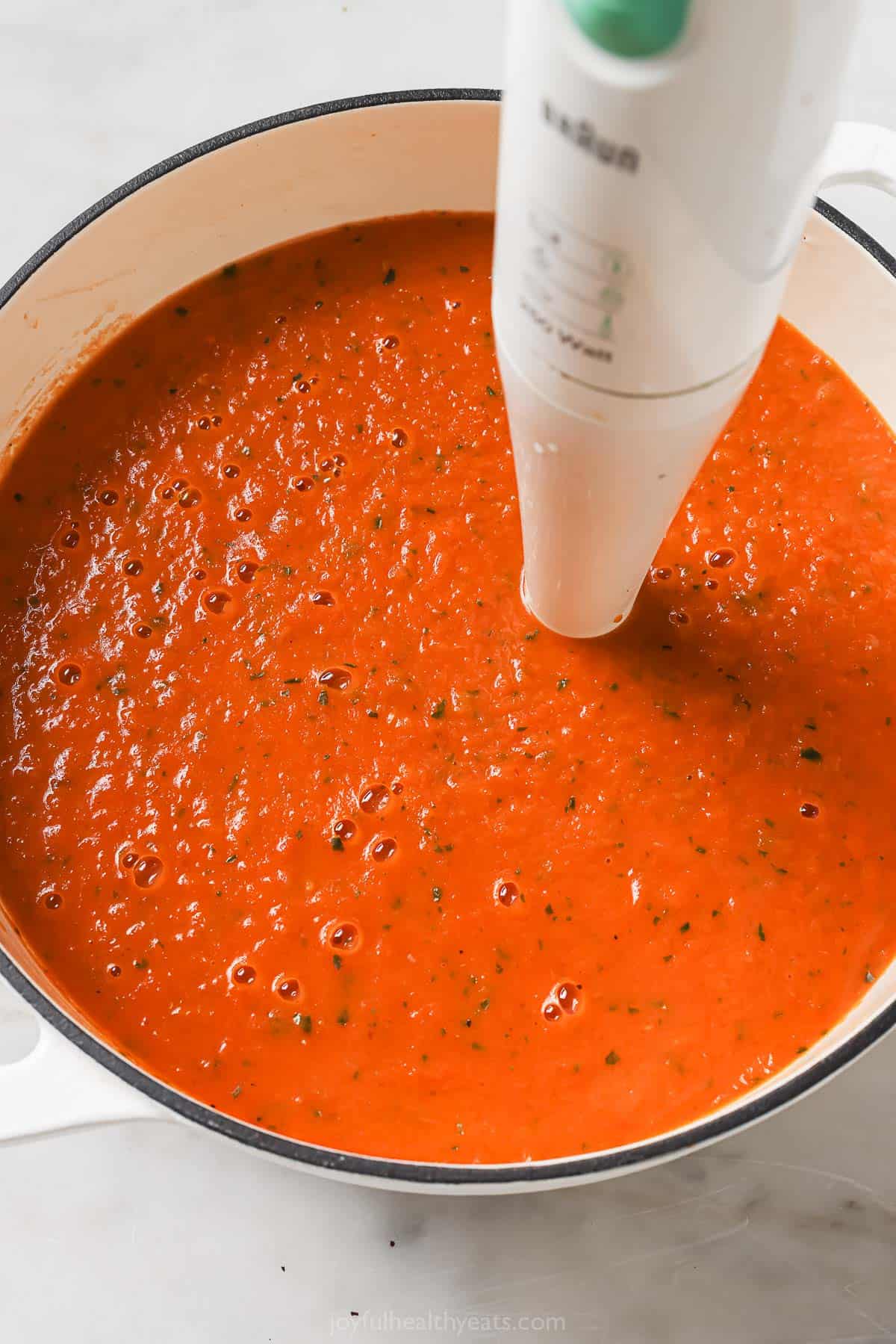 Blending the soup. 