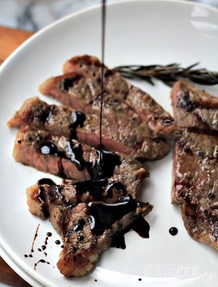 New York Strip Steak with Balsamic Reduction #steak #dinner #valentinesday #paleo #glutenfree