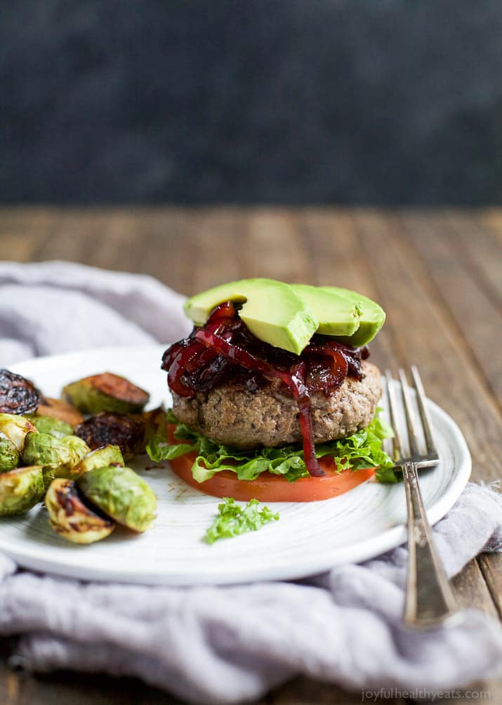 Image of a Paleo Burger on a Plate with a Fork