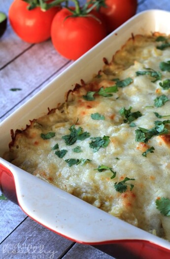 Chicken Suizas Enchilada Casserole #CincodeMayo #Chicken #TexMex #Enchiladas #GlutenFree