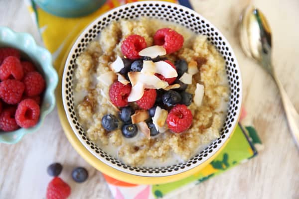 Coconut-and-Berries-on-top-of-sweet-breakfast-quinoa