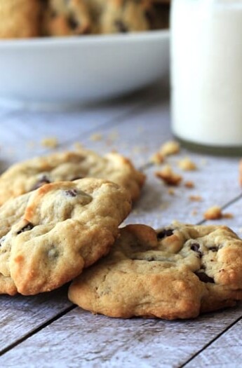 The Best Soft Chocolate Chip Cookies will you ever have! Half the butter and sugar, but same same great cookie taste! These are to die for! | joyfulhealthyeats.com