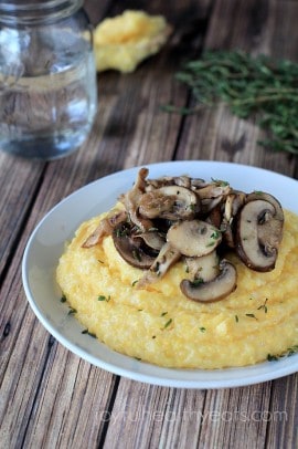 Creamy Parmesan Polenta with lemon thyme wild mushrooms 6