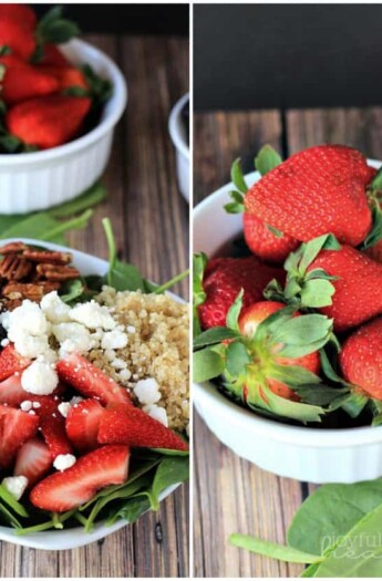 Detox Berry Quinoa Spinach Salad #quinoa #glutenfree #vegetarianrecipes #sidedishes #saladrecipes #summerbbq