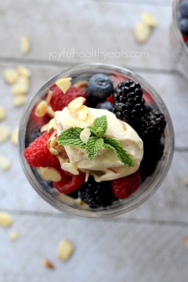 Mixed Berries with Honey Maple Mascarpone #healthydessert #summerbbq #light #fresh #berries