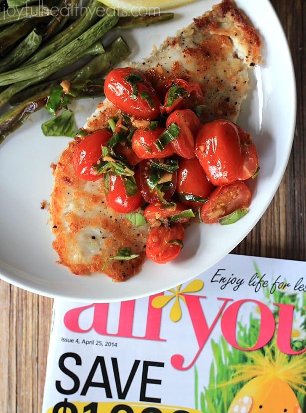 Panco Crusted Tilapia with Tomato Basil Sauce #fish #fresh #healthy #ad #lifeforless #pmedia