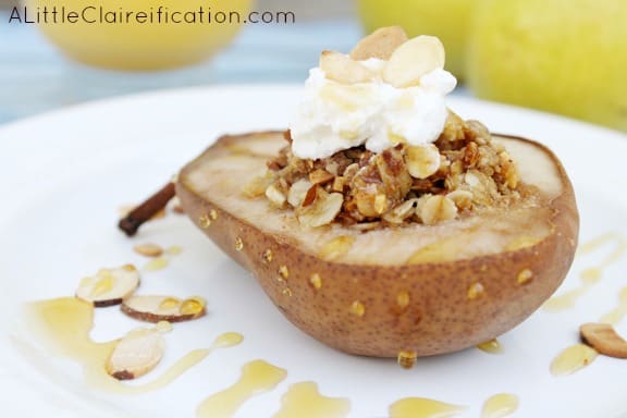 Image of Baked Pears with Honey Almond Oat Crumble