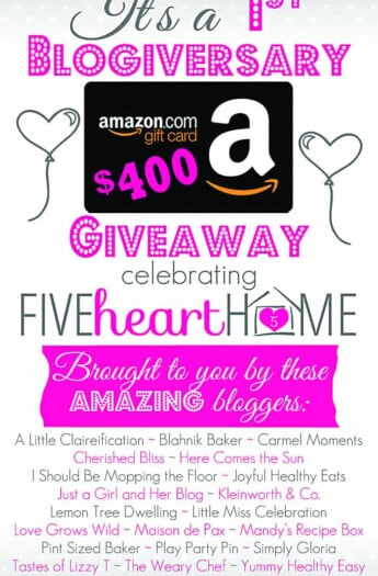 Five Heart Home First Blogiversary Giveaway