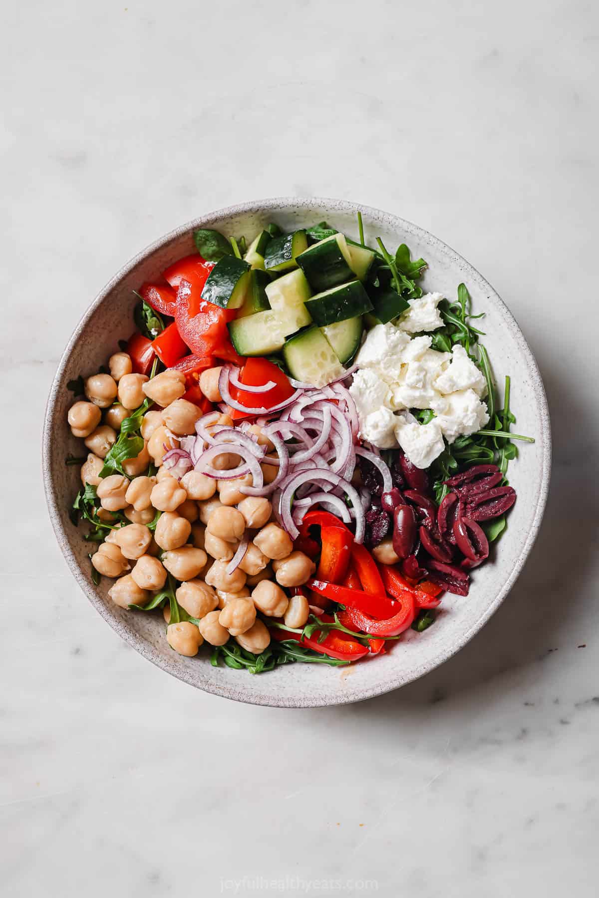 Prepared salad in a bowl. 