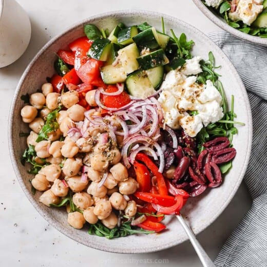 Landscape photo of the Mediterranean salad.