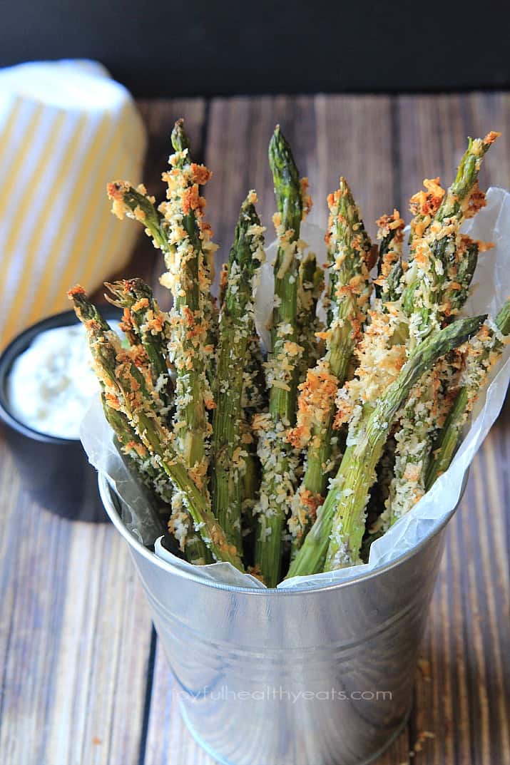 A healthy alternative to French Fries... Baked Asparagus Fries with Lemon Herb Aioli | www.joyfulhealthyeats.com