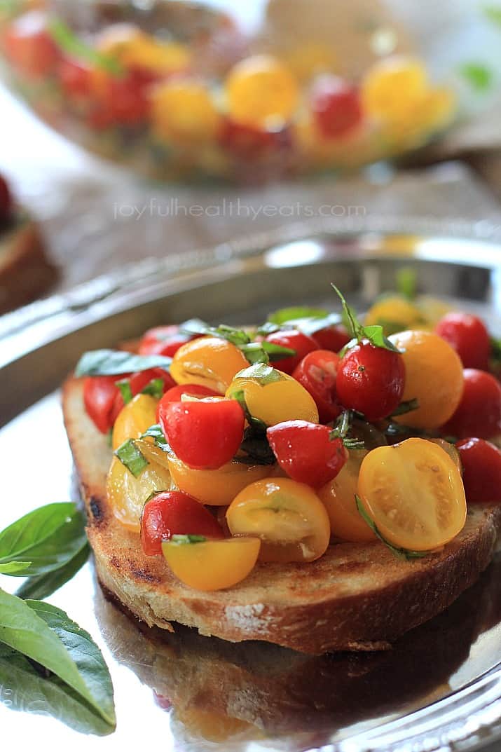 Fresh Tomato Bruschetta on a slice of toasted bread