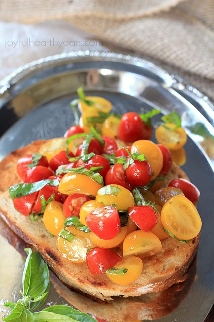 Fresh Tomato Bruschetta on a slice of toasted bread