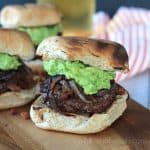 Gourmet Cowboy Hamburger Sliders with guacamole and a bun