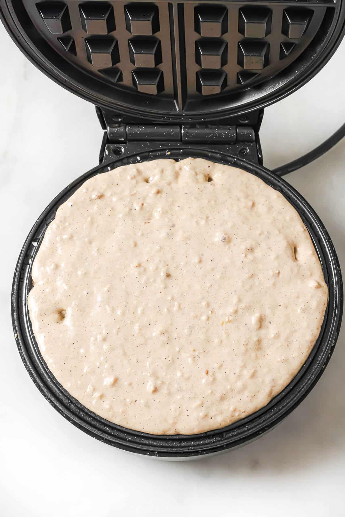 Batter in waffle maker