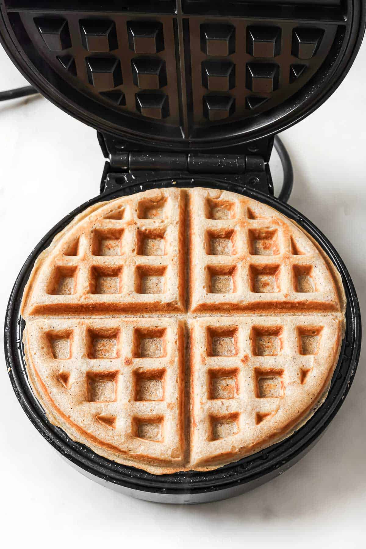 Oatmeal waffle in waffle maker