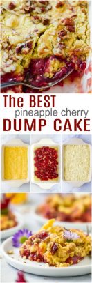 pinterest collage for pineapple cherry dump cake recipe