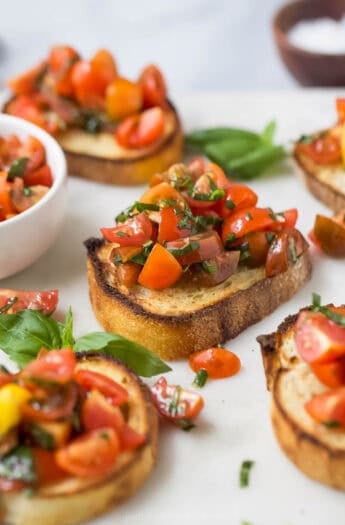 Fresh tomato bruschetta with basil