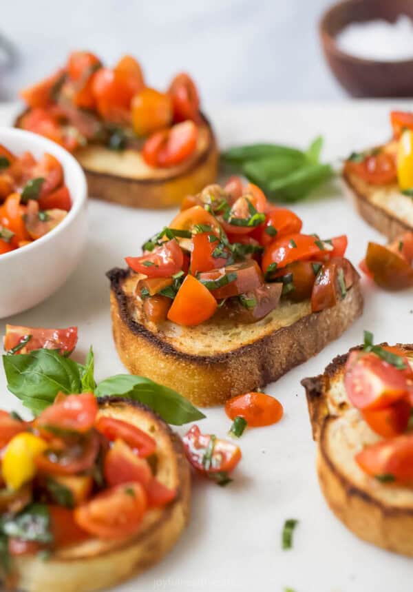 Fresh tomato bruschetta with basil
