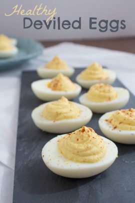 Healthy Deviled Eggs on a plate