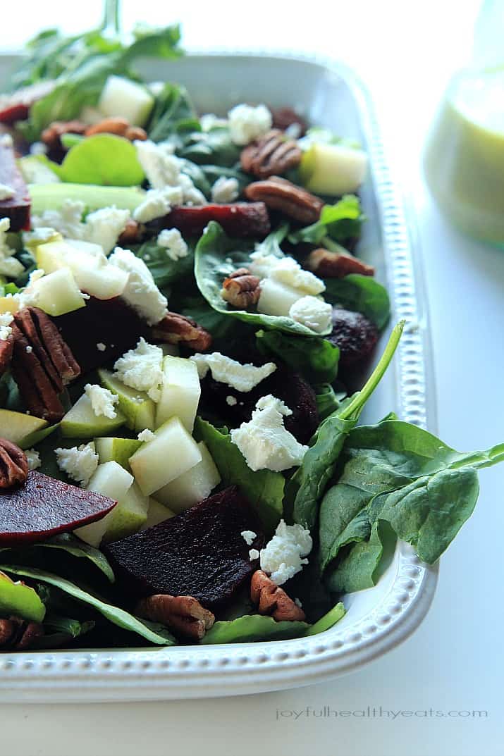 Goat Cheese Asian Pear & Beet Salad with Honey Mustard Vinaigrette