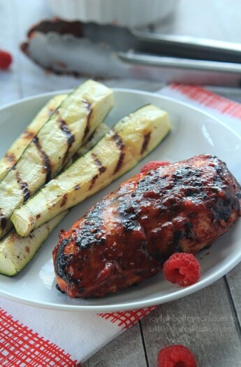 A Chipotle Chicken Breast on a Plate with Grilled Zucchini