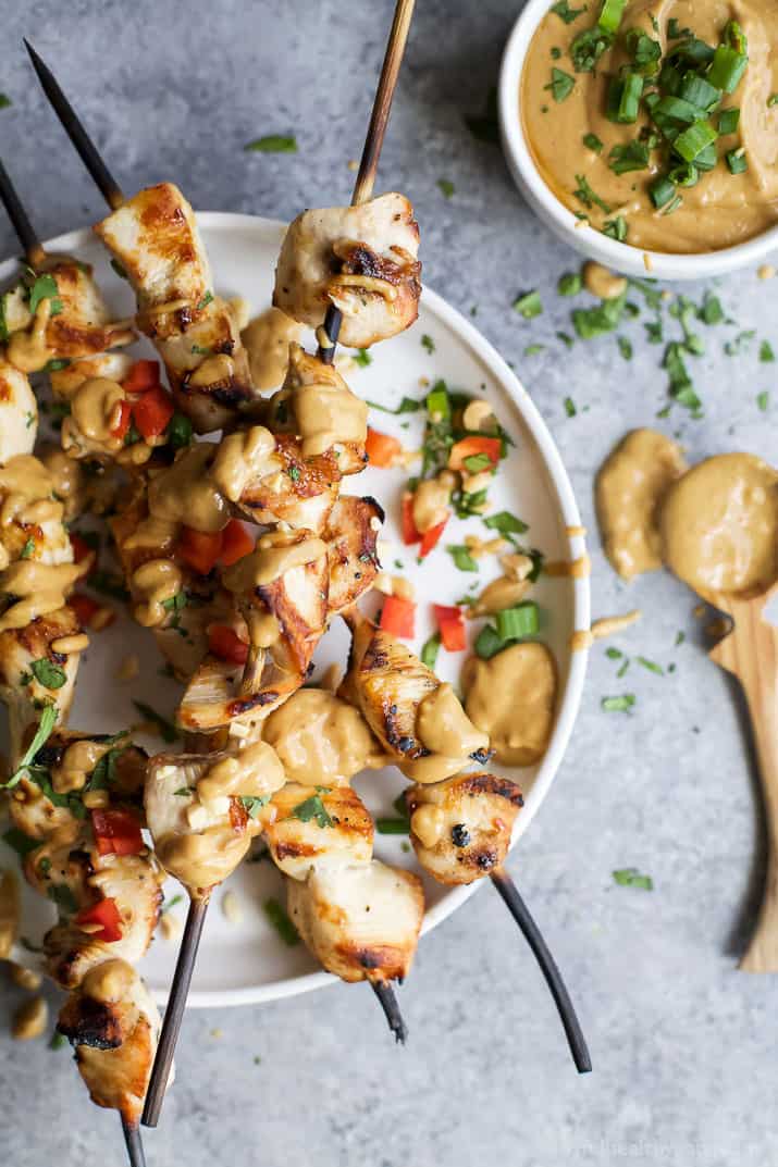Image of Grilled Sesame Lime Chicken Slathered with Spicy Thai Peanut Sauce