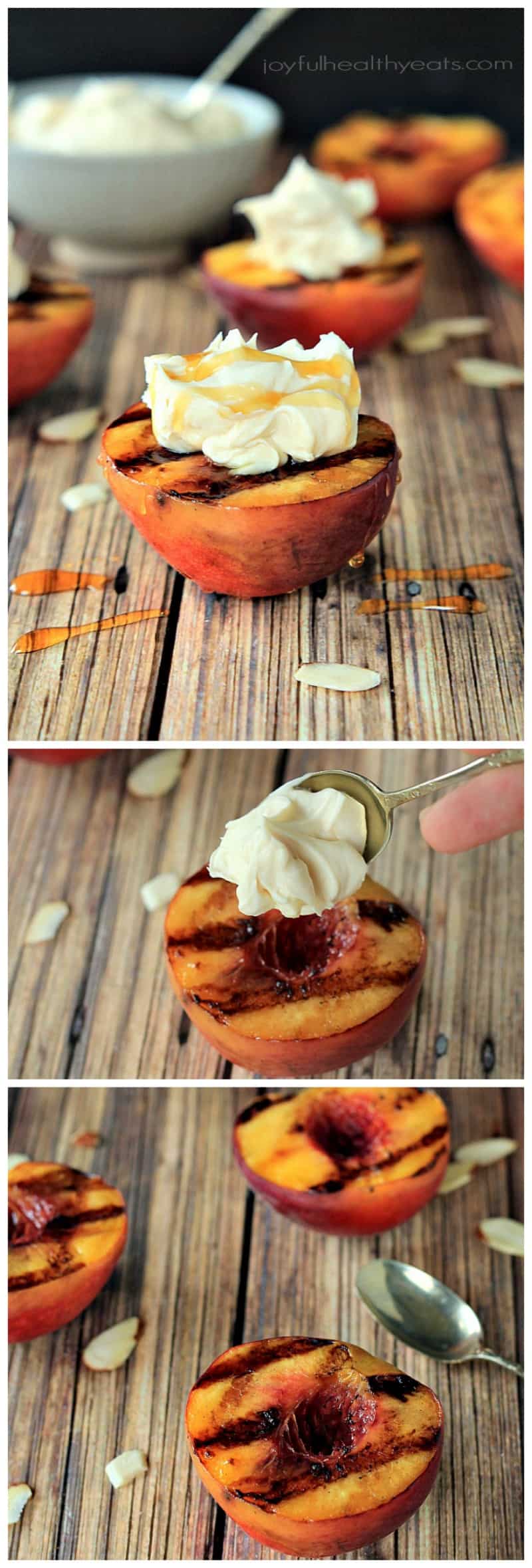 Collage for Grilled Peaches with Maple Honey Mascarpone Cheese recipe steps