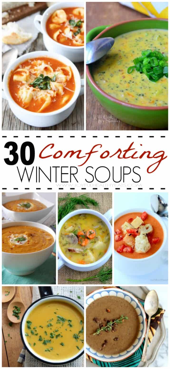 A Collage of Seven Different Winter Soups