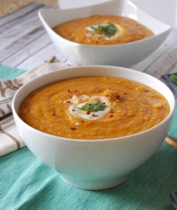 Two Bowls of Moroccan Carrot Red Lentil Soup