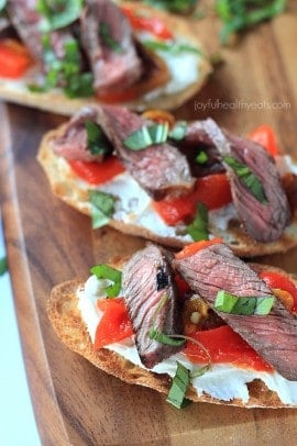 Grilled Ribeye & Roasted Pepper Bruschetta with Whipped Goat Cheese 6