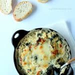 A Creamy Kale Spinach Artichoke Dip, your new go-to appetizer. | www.joyfulhealthyeats.com | #gamedayfood #vegetarian #starter