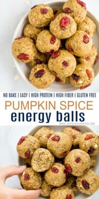 pinterest image for no bake pumpkin spice energy balls