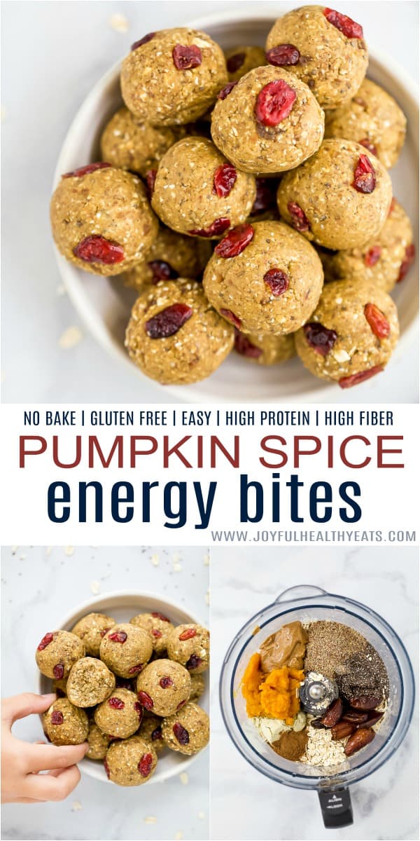 pinterest image for no bake pumpkin spice energy balls