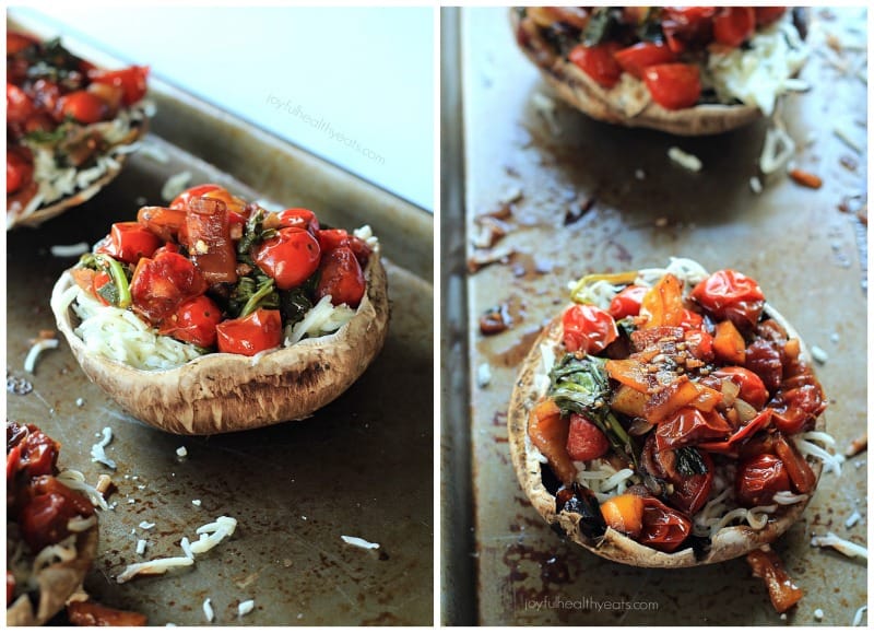 Portobello Mushroom Pizza with Sautéed Balsamic Vegetables, crazy good & healthy! | www.joyfulhealthyeats.com #vegetarian #glutenfree